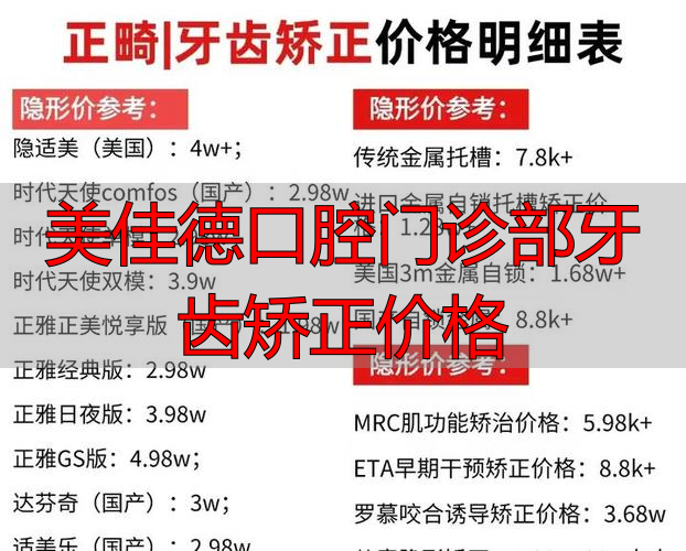 美佳德口腔门诊部牙齿矫正价格_美佳徳口腔_德美口腔医院收费标准