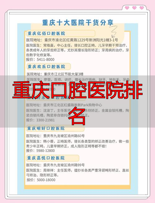 重庆口腔科排行_重庆口腔医院排名_口腔科最好的医院排名重庆