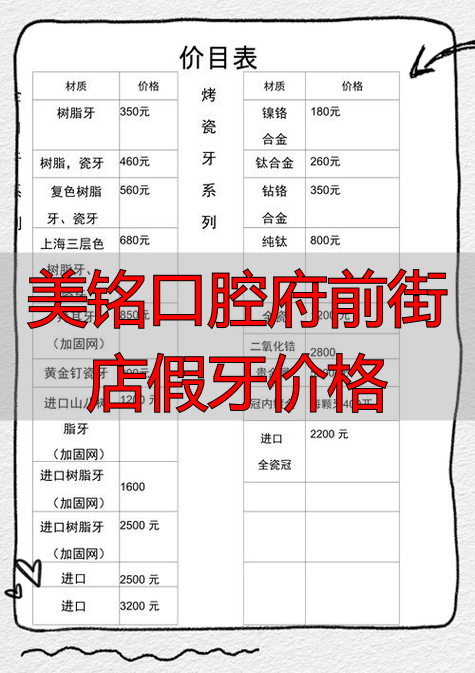 口腔医院做假牙预约什么科_美铭口腔府前街店假牙价格_口腔医院假牙价格